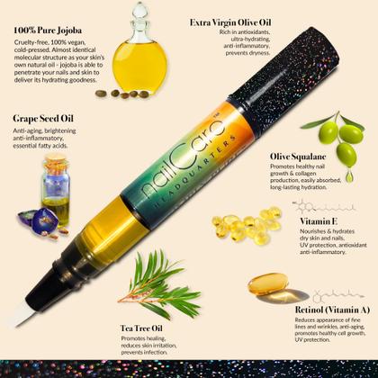 Imagem de Caneta de óleo de cutícula para unhas  Fortalecedor e crescimento de unhas Óleo e sérum para unhas danificadas, unhas penduradas com óleo de cutícula de jojoba  Fragrância de pepino e melão  Caneta Holo Glitter