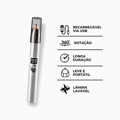 Imagem de Caneta Depiladora Sobrancelha Depilador de Rosto Buço Facial Indolor Batom Portátil Branca