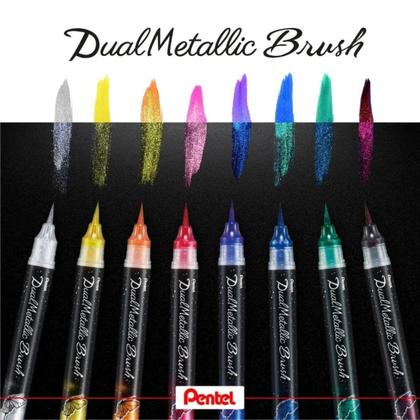 Imagem de Caneta DualMetallic Brush Violet - Metallic Blue - Pentel Arts