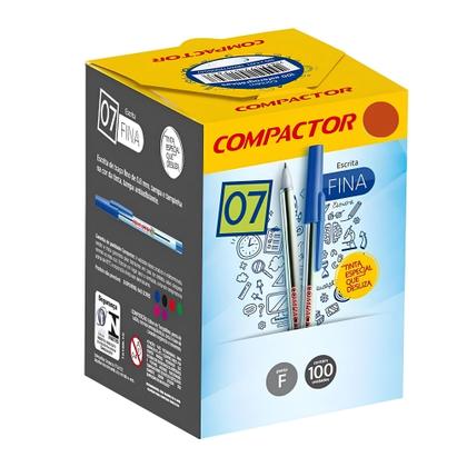 Imagem de Caneta Escrita Ponta Fina Compactor 0.7 - Cx C/ 100 Vermelho