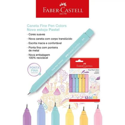 Imagem de Caneta FABER-CASTELL Fine Pen Pastel c/ 6 cores