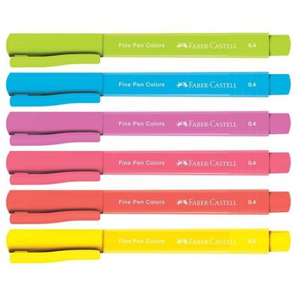 Imagem de Caneta Fine Pen Faber Castell 6 Cores Tropicais Ponta Fina