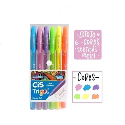 Imagem de Caneta Gel Trigel Triangular Tom Pastel 1.0Mm - Kit 6 Cores