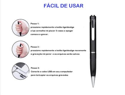 Imagem de Caneta Gravadora de Áudio - Espiã 32 GB 20 Horas De Gravação