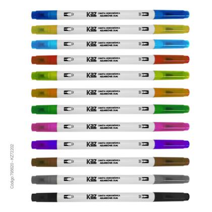 Imagem de Caneta hidrográfica aquarelavel dual 12 cores kz72202 - kaz