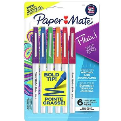 Imagem de Caneta Hidrográfica Com 6 Cores Flair Bold Paper Mate 