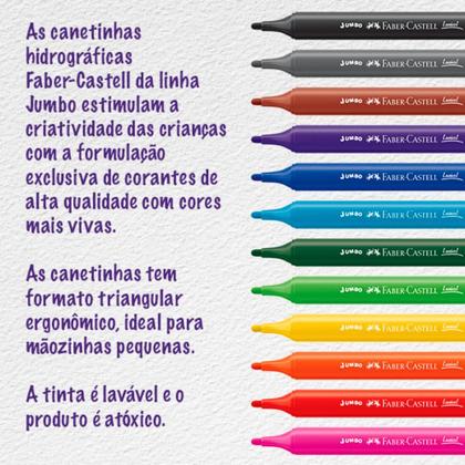 Imagem de Caneta Hidrográfica Triangular Jumbo com 12 Cores - Faber-Castell