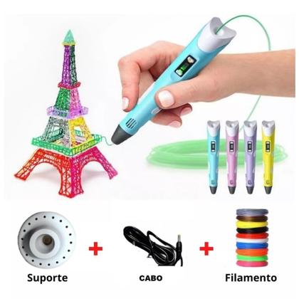 Imagem de Caneta Impressora 3D Profissional com Fonte e Filamentos 12V