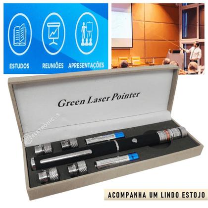 Imagem de Caneta Laser Pointer Verde Formato Caneta Ultra Longa Distancia 5 Ponteiros LT404PR