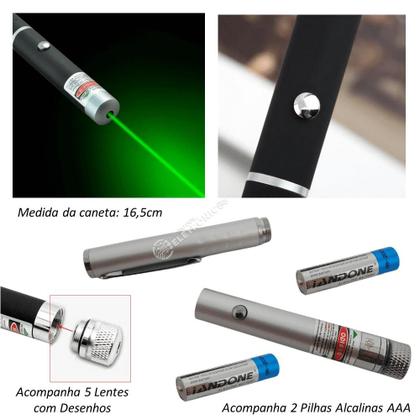 Imagem de Caneta Laser Pointer Verde Formato Caneta Ultra Longa Distancia 5 Ponteiros LT404PR