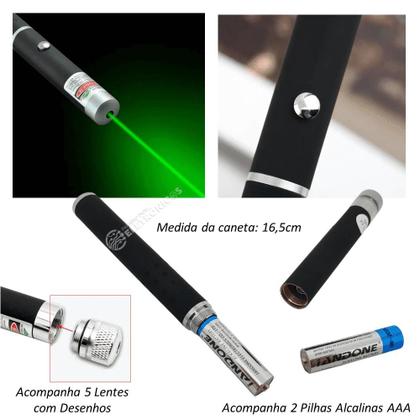 Imagem de Caneta Laser Pointer Verde Formato Caneta Ultra Longa Distancia 5 Ponteiros LT404PR