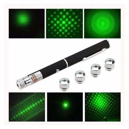 Imagem de Caneta Laser Pointer Verde Luz Green 5 Pontas Efeitos Estojo