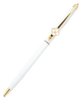 Imagem de Caneta Luxo Detalhe Flor Branca com Dourado Tinta Permanente
