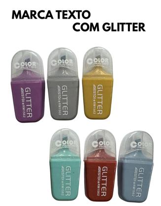 Imagem de Caneta Marca Texto Glitter Metal 6 Cores Bestdi