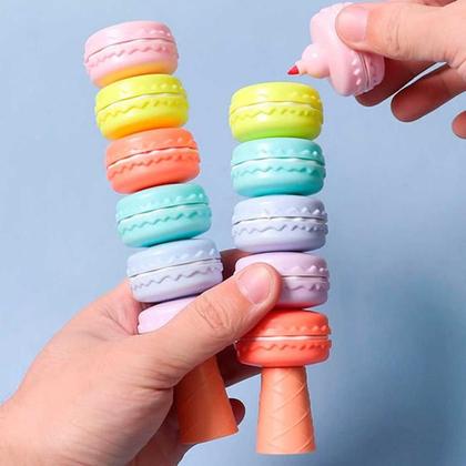 Imagem de Caneta Marca Texto Macaron 06 Cores Empilháveis