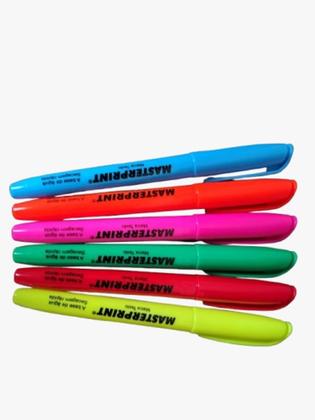 Imagem de Caneta Marca Texto Ponta Chanfrada MP612 MP Amarela, Verde, Azul, vermelho, rosa e laranja Kit 6 Cores