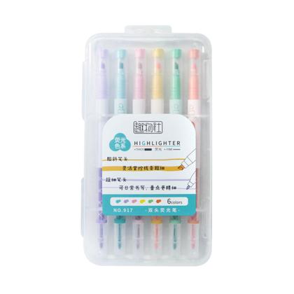 Imagem de Caneta marca texto ponta dupla fluorescente 6 cores