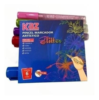 Imagem de Caneta Marcador Artístico Multiuso Com Glitter 6 Cores Kaz