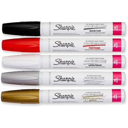 Imagem de Caneta Marcador Permanente Sharpie Média Paint Óleo 5 Cores