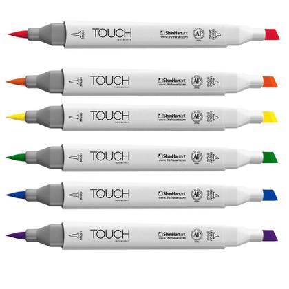 Caneta Marcador ShinHan Touch Twin Brush 6 Cores Básicas - Caneta