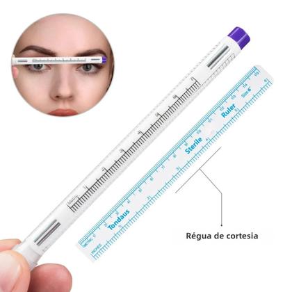 Imagem de Caneta Marcadora para Extensão de Cílios e Tatuagem - Esterilizada e Descartável com Régua