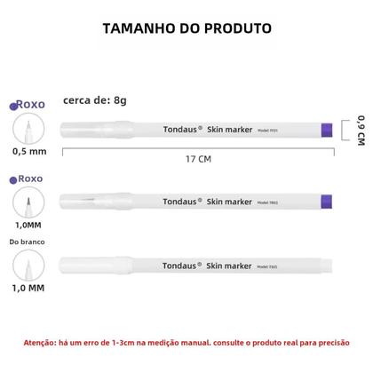 Imagem de Caneta Marcadora para Extensão de Cílios e Tatuagem - Esterilizada e Descartável com Régua