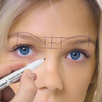 Imagem de Caneta Marcadora para Extensão de Cílios e Tatuagem - Esterilizada e Descartável com Régua