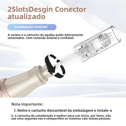Imagem de Caneta Micro Skin Sem Fio Com 12 Cartuchos De Reposição Para Sistema De Microagulhamento, Cuidados