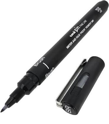 Imagem de Caneta Nanquim Brush Uni Pin  BR-200 Cor Preta Marca Uni-ball