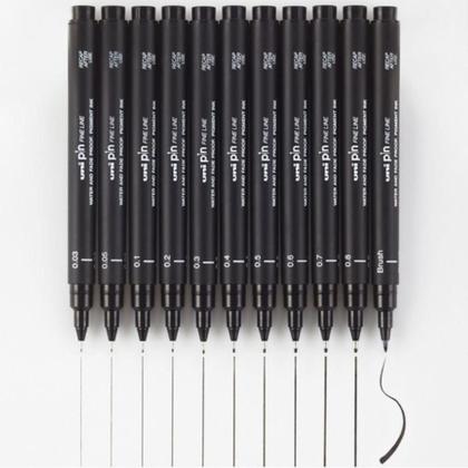 Imagem de Caneta Nanquim Uni Pin 0.6 com Ponta Fina para Traços Uniformes e Nítidos, Tinta Resistente à Água