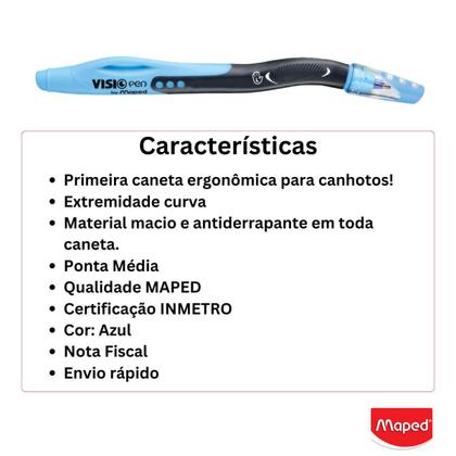 Imagem de Caneta Para Canhoto Maped Vision Pen - Azul