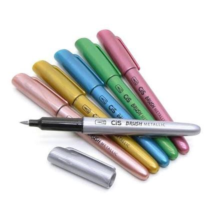 Imagem de Caneta Pincel Brush Pen Cis Estojo Com 6 Cores Metálicas