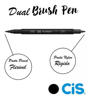 Imagem de Caneta Pincel Cis Dual Brush Pen Aquarelável Preta - Oferta