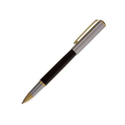 Imagem de Caneta Rollerball Tinta Crown Regent Preta com Prata e Dourado Presente Luxo Estojo