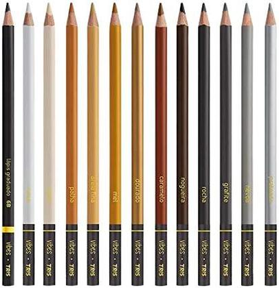 Imagem de Caneta Sketch e lápis de cor 12 cores tons Escandinavos Tris