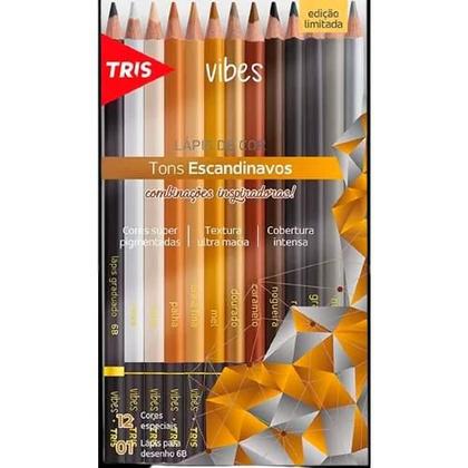 Imagem de Caneta Sketch e lápis de cor 12 cores tons Escandinavos Tris