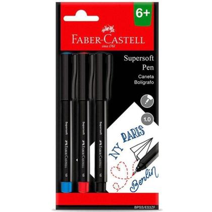 Imagem de Caneta Supersoft Pen 1.0mm Ponta Media 3 Cores Faber Castell