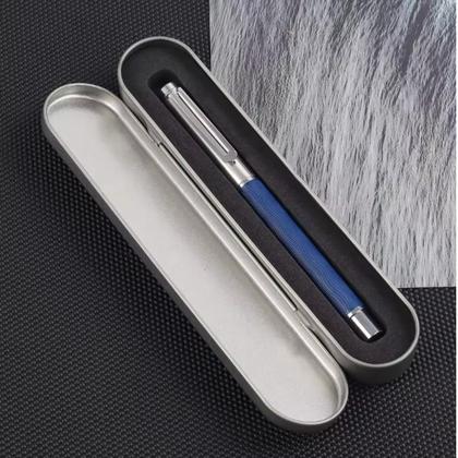 Imagem de Caneta tinteiro executiva pena azul caixa metal 0,5mm luxo