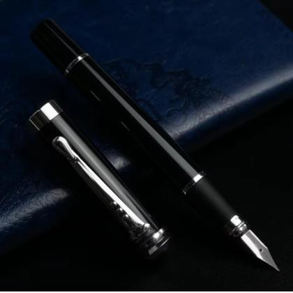Imagem de Caneta tinteiro ponta fina pena preta premium 0,38mm luxo