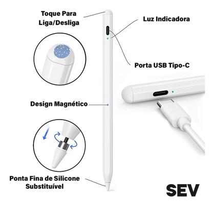 Imagem de Caneta Touch Pencil Ponta Fina Stylus Compatível com Tablet A8 10.5 Pol