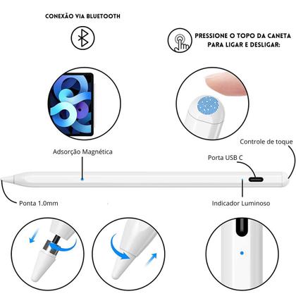 Imagem de Caneta Touch Screen Compatível com IPad Stylus com Palm Rejection Carregamento por Indução