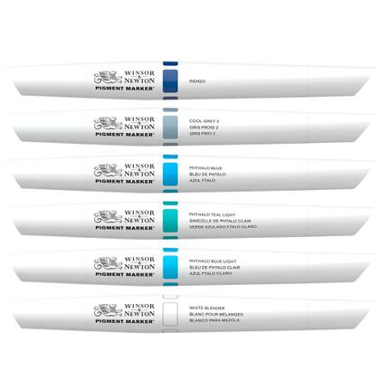 Imagem de Caneta Winsor &amp Newton Pigment Marker Tons de Azul 006 Cores