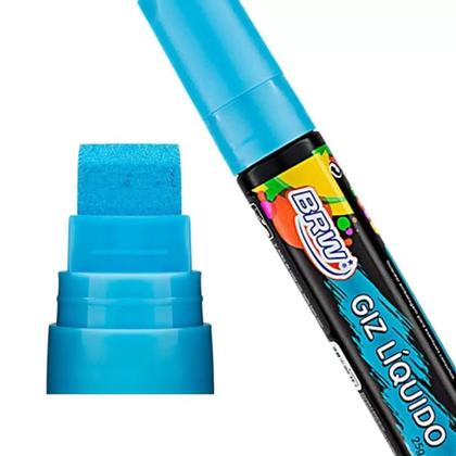 Imagem de Canetão Giz Líquido 15mm BRW 25g Canetão Lousa Vidro Carro