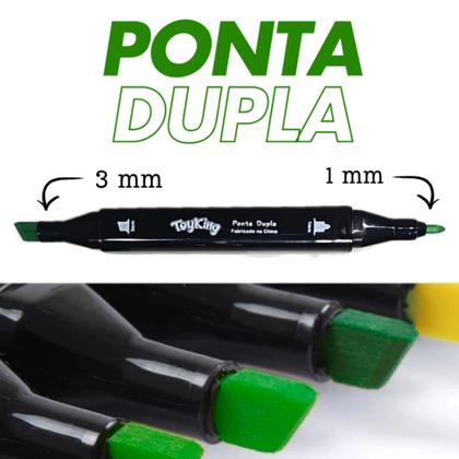 Imagem de Canetas Marcador Permanente Ponta Dupla kit 48 cores c/estojo