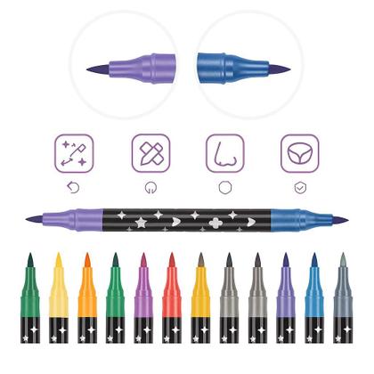 Imagem de Canetas para Colorir com Glitter 2 pontas com 48 Cores