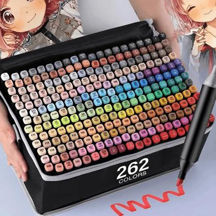 Canetas Touch Marcador Permanente Ponta Dupla 262 Cores