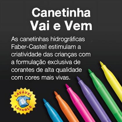 Imagem de Canetinha Hidrocor FABER CASTELL Vai E Vem 6 Cores Pastel