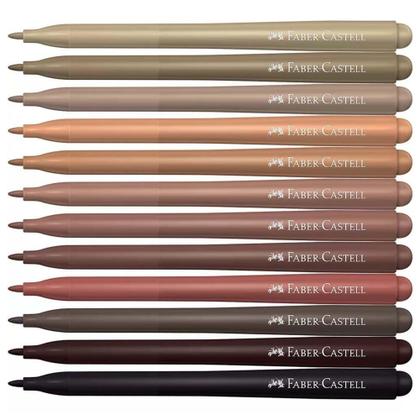 Imagem de Canetinha Hidrográfica 12 Cores Tons de Pele Vai e Vem Faber Castell