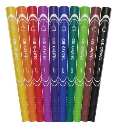 Imagem de Canetinha Hidrográfica CIS Criatic Duas Pontas 10 Cores