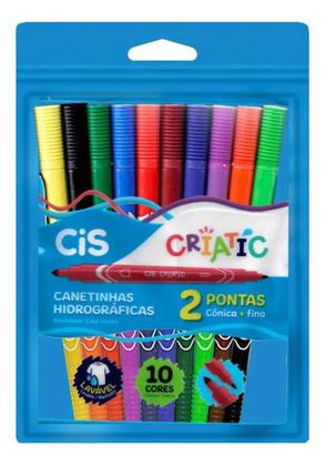 Imagem de Canetinha Hidrográfica CIS Criatic Duas Pontas 10 Cores